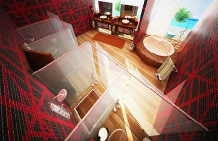 Мегасовременная ванная комната с несколькими душевыми кабинами - Ванная комната дизайн фото фото